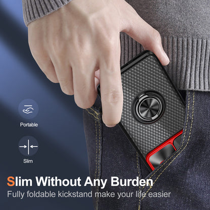 For Samsung Galaxy S21 Ultra 5G PC+TPU Phone Case Ring Kickstand Cover with Slide Camera Lens Protector