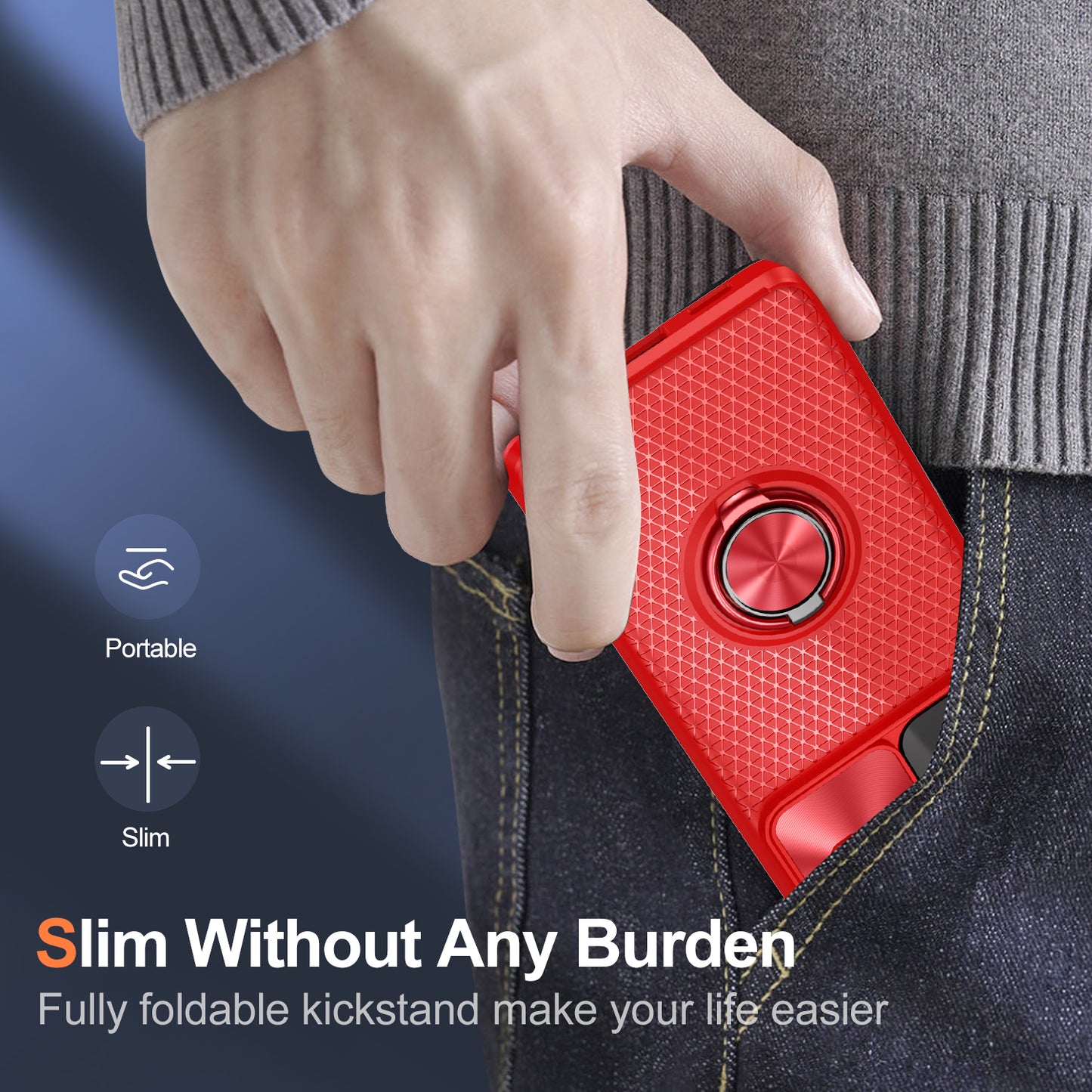 For Samsung Galaxy S21 Ultra 5G PC+TPU Phone Case Ring Kickstand Cover with Slide Camera Lens Protector