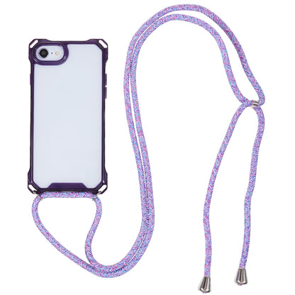 For iPhone 7 / 8 / SE (2020) / SE (2022) Drop-proof Phone Case Transparent Acrylic Back + TPU Phone Cover with Lanyard