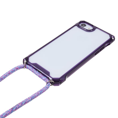 For iPhone 7 / 8 / SE (2020) / SE (2022) Drop-proof Phone Case Transparent Acrylic Back + TPU Phone Cover with Lanyard