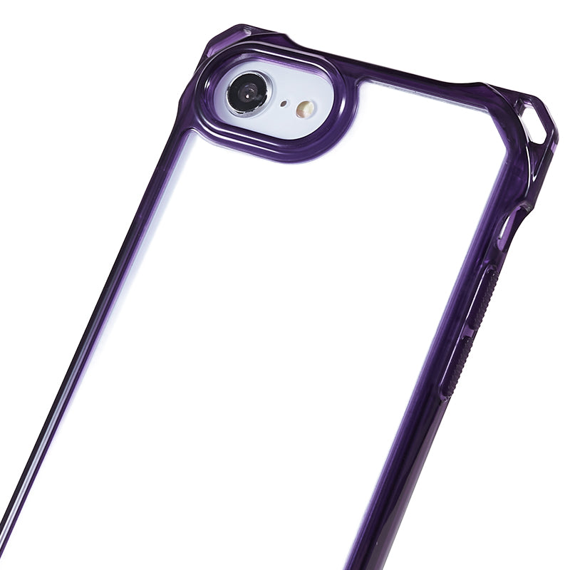 For iPhone 7 / 8 / SE (2020) / SE (2022) Drop-proof Phone Case Transparent Acrylic Back + TPU Phone Cover with Lanyard