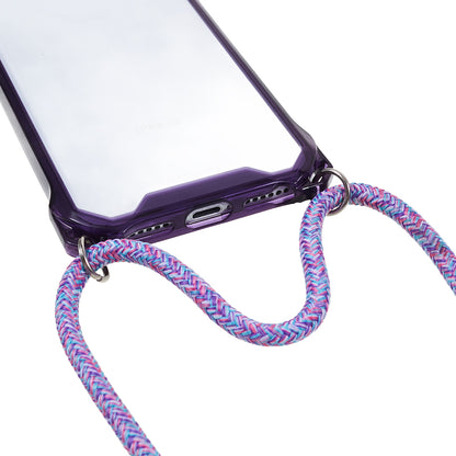 For iPhone 7 / 8 / SE (2020) / SE (2022) Drop-proof Phone Case Transparent Acrylic Back + TPU Phone Cover with Lanyard