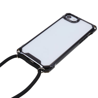 For iPhone 7 / 8 / SE (2020) / SE (2022) Drop-proof Phone Case Transparent Acrylic Back + TPU Phone Cover with Lanyard