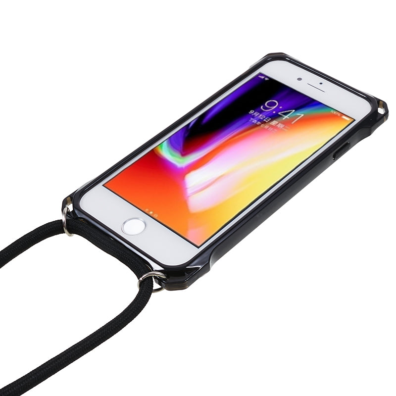 For iPhone 7 / 8 / SE (2020) / SE (2022) Drop-proof Phone Case Transparent Acrylic Back + TPU Phone Cover with Lanyard