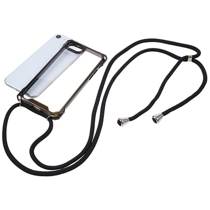 For iPhone 7 / 8 / SE (2020) / SE (2022) Drop-proof Phone Case Transparent Acrylic Back + TPU Phone Cover with Lanyard