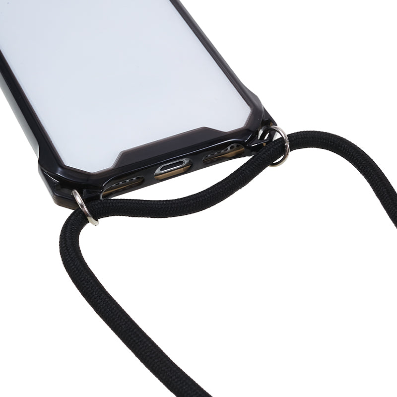 For iPhone 7 / 8 / SE (2020) / SE (2022) Drop-proof Phone Case Transparent Acrylic Back + TPU Phone Cover with Lanyard