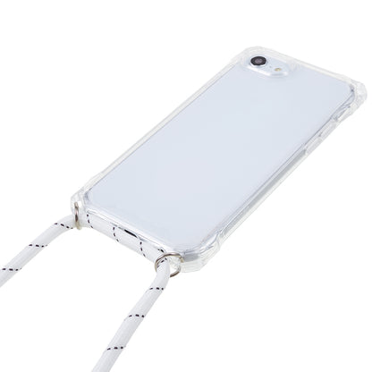 For iPhone 7 / 8 / SE (2020) / SE (2022) Drop-proof Phone Case Transparent Acrylic Back + TPU Phone Cover with Lanyard