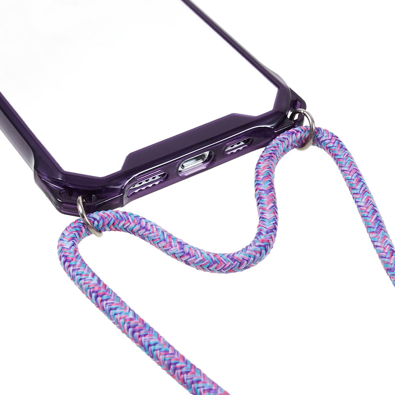 For iPhone 12 / 12 Pro Acrylic + TPU Clear Phone Case Four Corner Anti-Collision Protection Cover with Lanyard