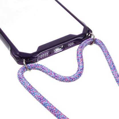 For iPhone 12 / 12 Pro Acrylic + TPU Clear Phone Case Four Corner Anti-Collision Protection Cover with Lanyard