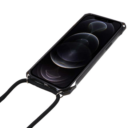 For iPhone 12 / 12 Pro Acrylic + TPU Clear Phone Case Four Corner Anti-Collision Protection Cover with Lanyard