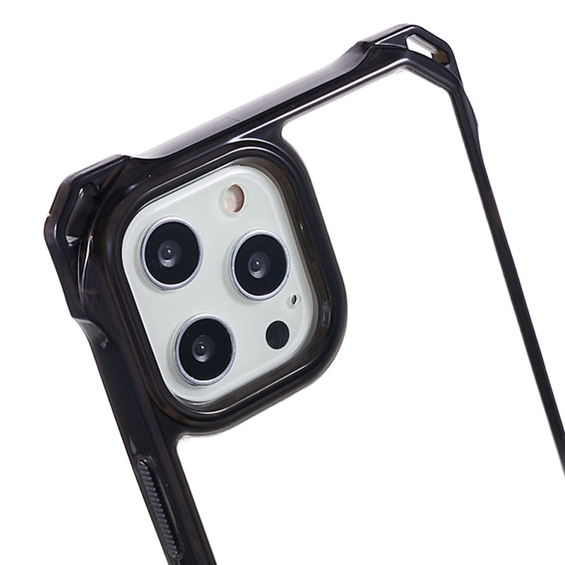 For iPhone 12 / 12 Pro Acrylic + TPU Clear Phone Case Four Corner Anti-Collision Protection Cover with Lanyard