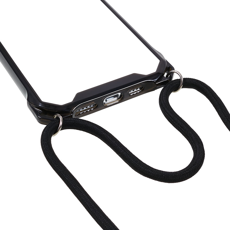 For iPhone 12 / 12 Pro Acrylic + TPU Clear Phone Case Four Corner Anti-Collision Protection Cover with Lanyard