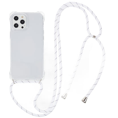 For iPhone 12 / 12 Pro Acrylic + TPU Clear Phone Case Four Corner Anti-Collision Protection Cover with Lanyard