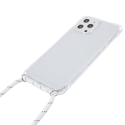 For iPhone 12 / 12 Pro Acrylic + TPU Clear Phone Case Four Corner Anti-Collision Protection Cover with Lanyard