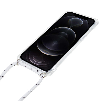 For iPhone 12 / 12 Pro Acrylic + TPU Clear Phone Case Four Corner Anti-Collision Protection Cover with Lanyard