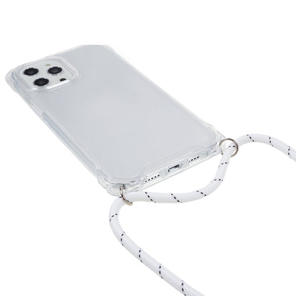 For iPhone 12 / 12 Pro Acrylic + TPU Clear Phone Case Four Corner Anti-Collision Protection Cover with Lanyard