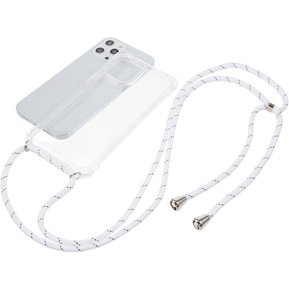 For iPhone 12 / 12 Pro Acrylic + TPU Clear Phone Case Four Corner Anti-Collision Protection Cover with Lanyard