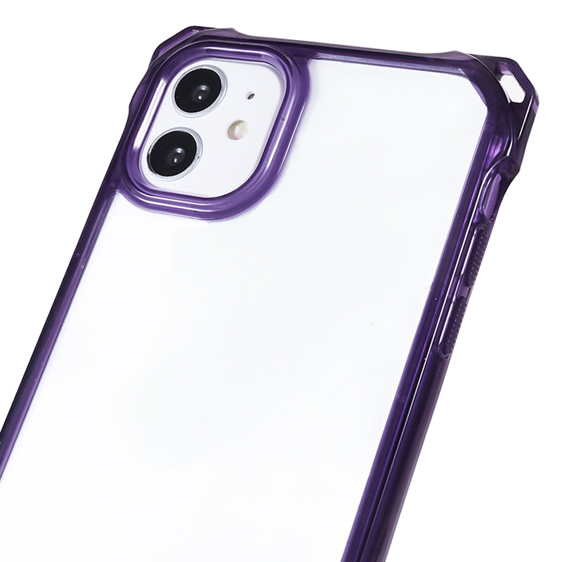 For iPhone 11 Clear Acrylic + TPU Phone Case Four Corners Shock Absorption Cover with Lanyard