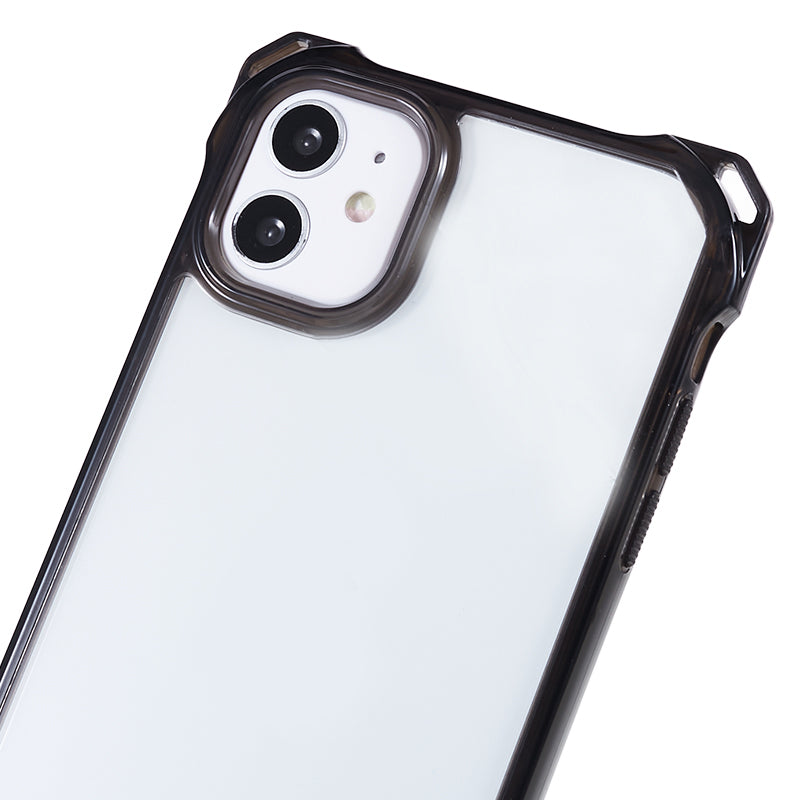 For iPhone 11 Clear Acrylic + TPU Phone Case Four Corners Shock Absorption Cover with Lanyard