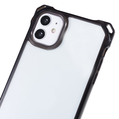 For iPhone 11 Clear Acrylic + TPU Phone Case Four Corners Shock Absorption Cover with Lanyard
