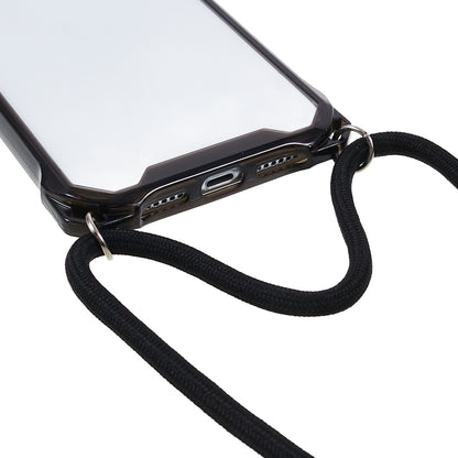 For iPhone 11 Clear Acrylic + TPU Phone Case Four Corners Shock Absorption Cover with Lanyard