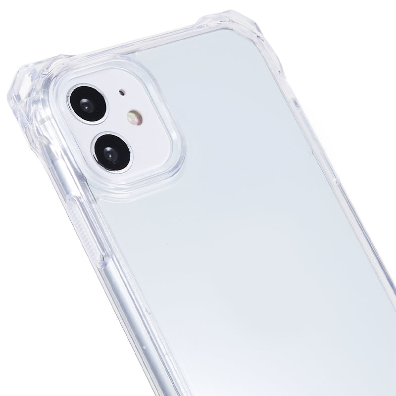 For iPhone 11 Clear Acrylic + TPU Phone Case Four Corners Shock Absorption Cover with Lanyard