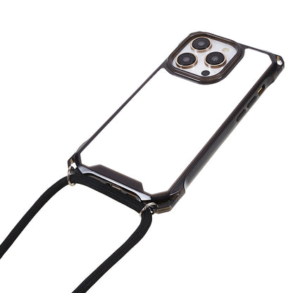 For iPhone 13 Pro Max 6.7 inch Four Corner Anti-drop Cover Clear Acrylic + TPU Phone Case with Lanyard