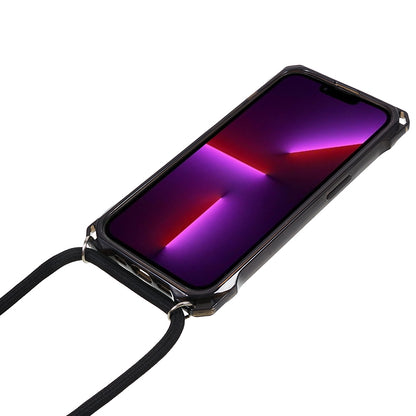 For iPhone 13 Pro Max 6.7 inch Four Corner Anti-drop Cover Clear Acrylic + TPU Phone Case with Lanyard