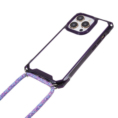 For iPhone 13 Pro Max 6.7 inch Four Corner Anti-drop Cover Clear Acrylic + TPU Phone Case with Lanyard