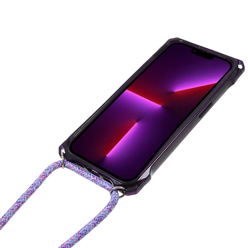 For iPhone 13 Pro Max 6.7 inch Four Corner Anti-drop Cover Clear Acrylic + TPU Phone Case with Lanyard