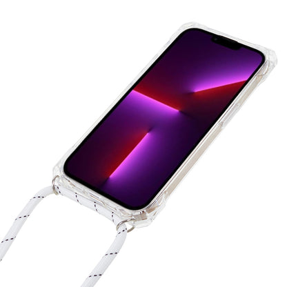 For iPhone 13 Pro Max 6.7 inch Four Corner Anti-drop Cover Clear Acrylic + TPU Phone Case with Lanyard