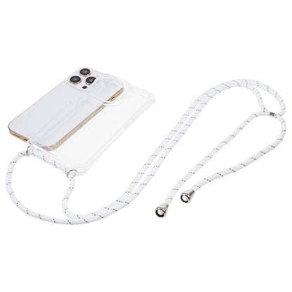 For iPhone 13 Pro Max 6.7 inch Four Corner Anti-drop Cover Clear Acrylic + TPU Phone Case with Lanyard