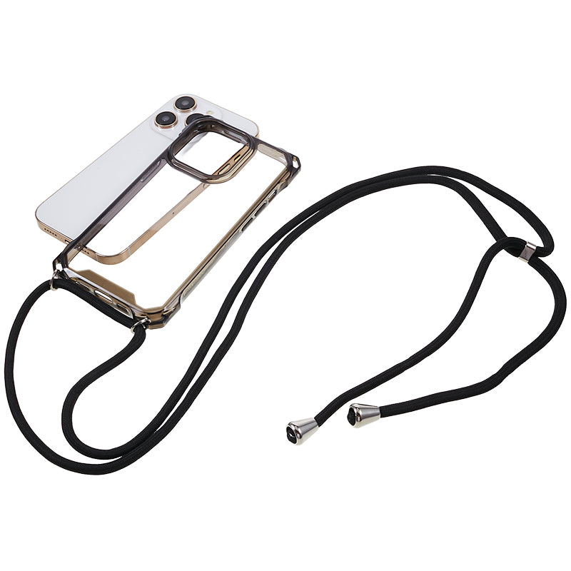 For iPhone 13 Pro 6.1 inch Clear Phone Case Acrylic + TPU Four Corner Shockproof Cover with Lanyard