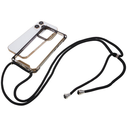 For iPhone 13 Pro 6.1 inch Clear Phone Case Acrylic + TPU Four Corner Shockproof Cover with Lanyard