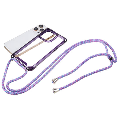 For iPhone 13 Pro 6.1 inch Clear Phone Case Acrylic + TPU Four Corner Shockproof Cover with Lanyard