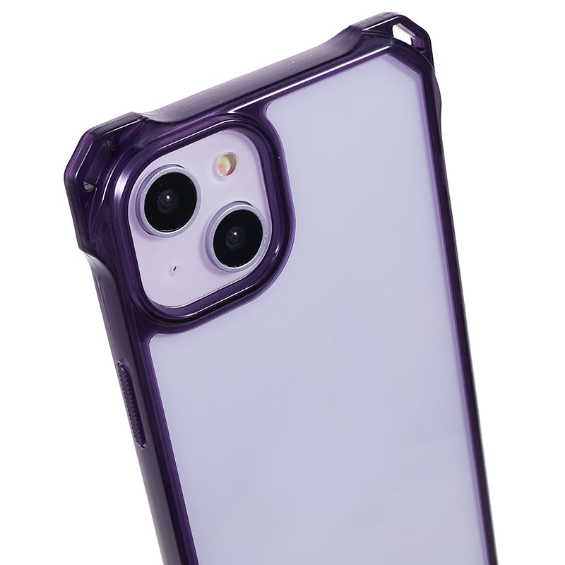 For iPhone 14 / 13 Clear Phone Case Acrylic+TPU Four Corner Anti Drop Cover with Lanyard