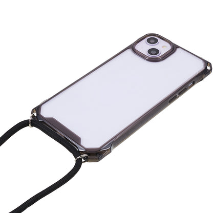 For iPhone 14 / 13 Clear Phone Case Acrylic+TPU Four Corner Anti Drop Cover with Lanyard