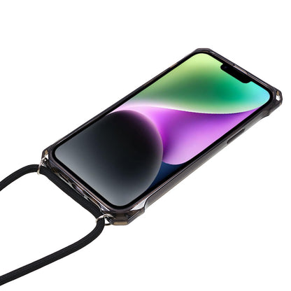 For iPhone 14 / 13 Clear Phone Case Acrylic+TPU Four Corner Anti Drop Cover with Lanyard