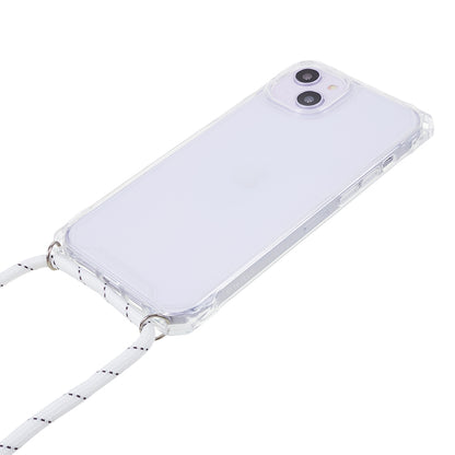 For iPhone 14 / 13 Clear Phone Case Acrylic+TPU Four Corner Anti Drop Cover with Lanyard
