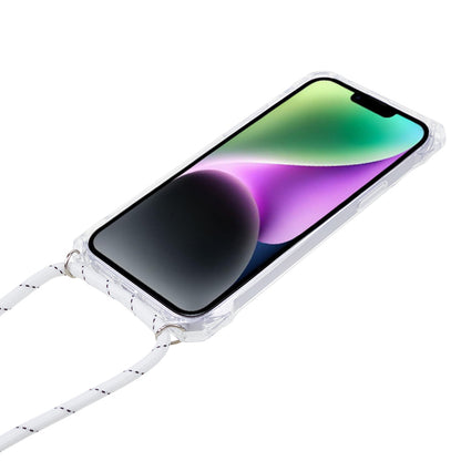For iPhone 14 / 13 Clear Phone Case Acrylic+TPU Four Corner Anti Drop Cover with Lanyard