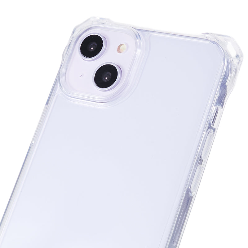 For iPhone 14 / 13 Clear Phone Case Acrylic+TPU Four Corner Anti Drop Cover with Lanyard