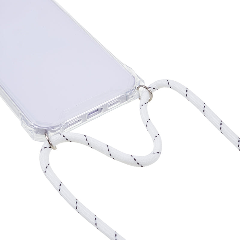 For iPhone 14 / 13 Clear Phone Case Acrylic+TPU Four Corner Anti Drop Cover with Lanyard