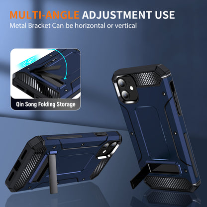 For iPhone 11 Flexible TPU + Hard PC Cover Kickstand Rugged Protective Phone Case