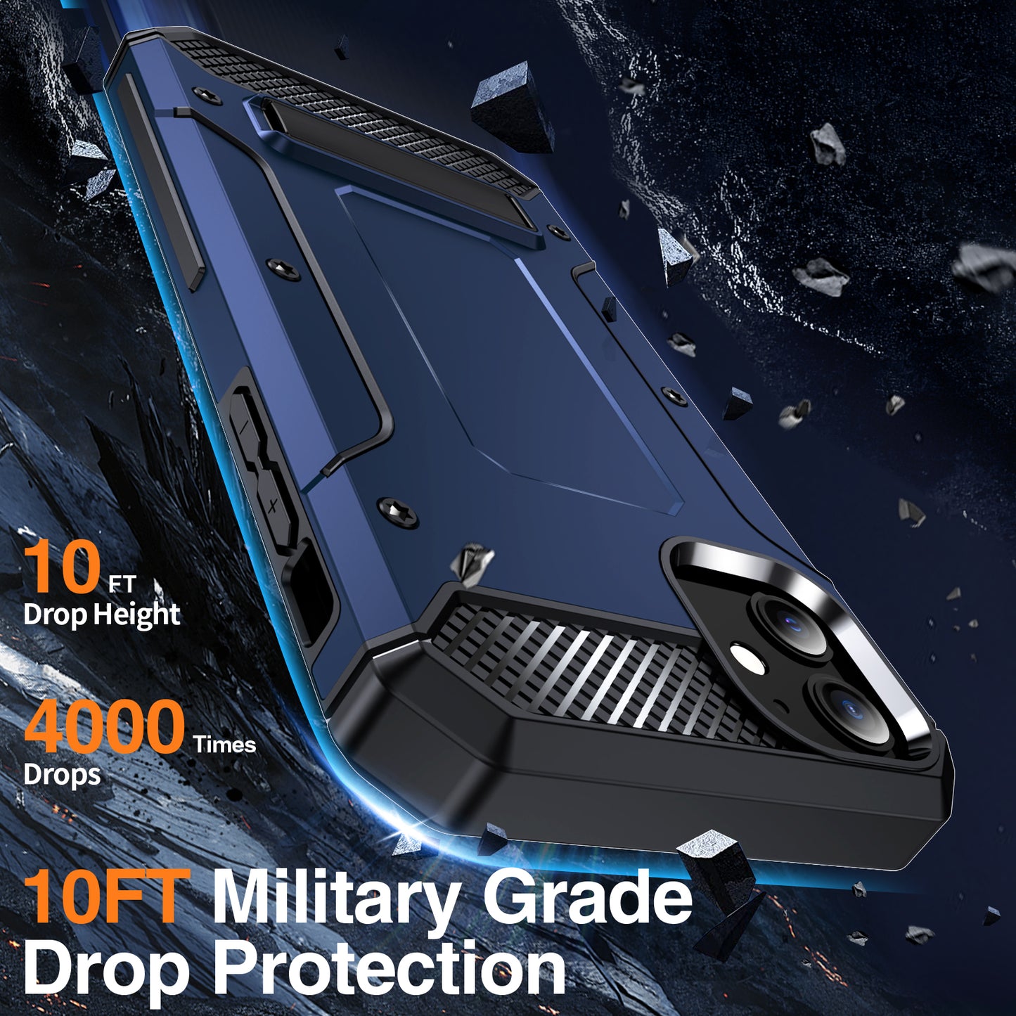 For iPhone 11 Flexible TPU + Hard PC Cover Kickstand Rugged Protective Phone Case