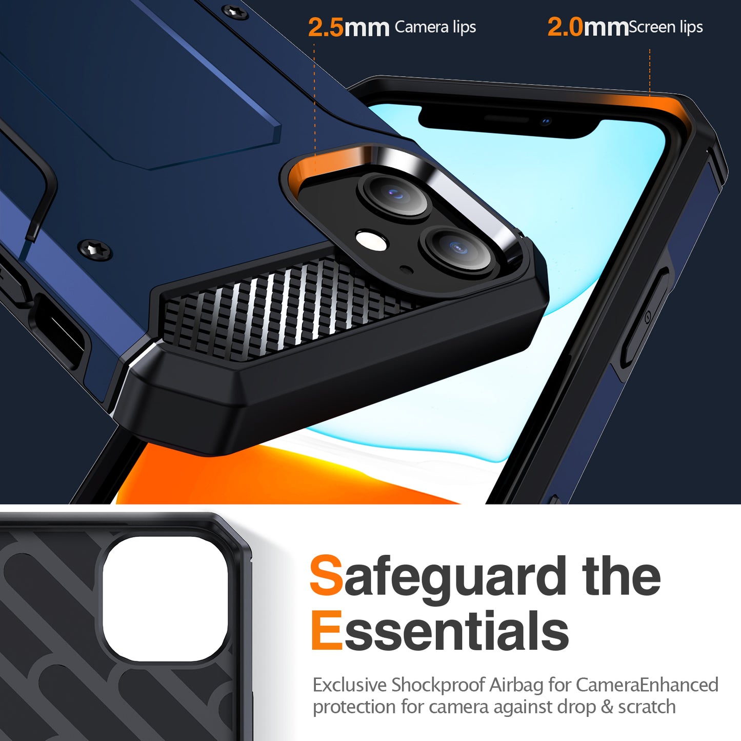 For iPhone 11 Flexible TPU + Hard PC Cover Kickstand Rugged Protective Phone Case