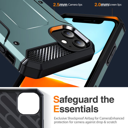 For iPhone 11 Flexible TPU + Hard PC Cover Kickstand Rugged Protective Phone Case