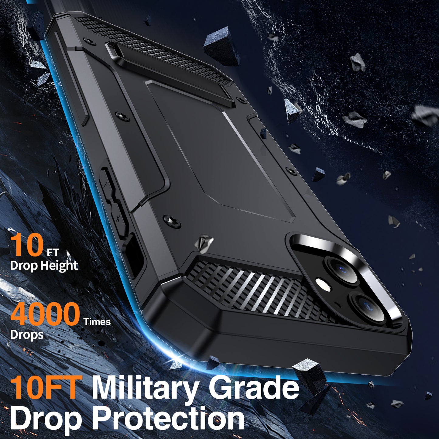 For iPhone 11 Flexible TPU + Hard PC Cover Kickstand Rugged Protective Phone Case