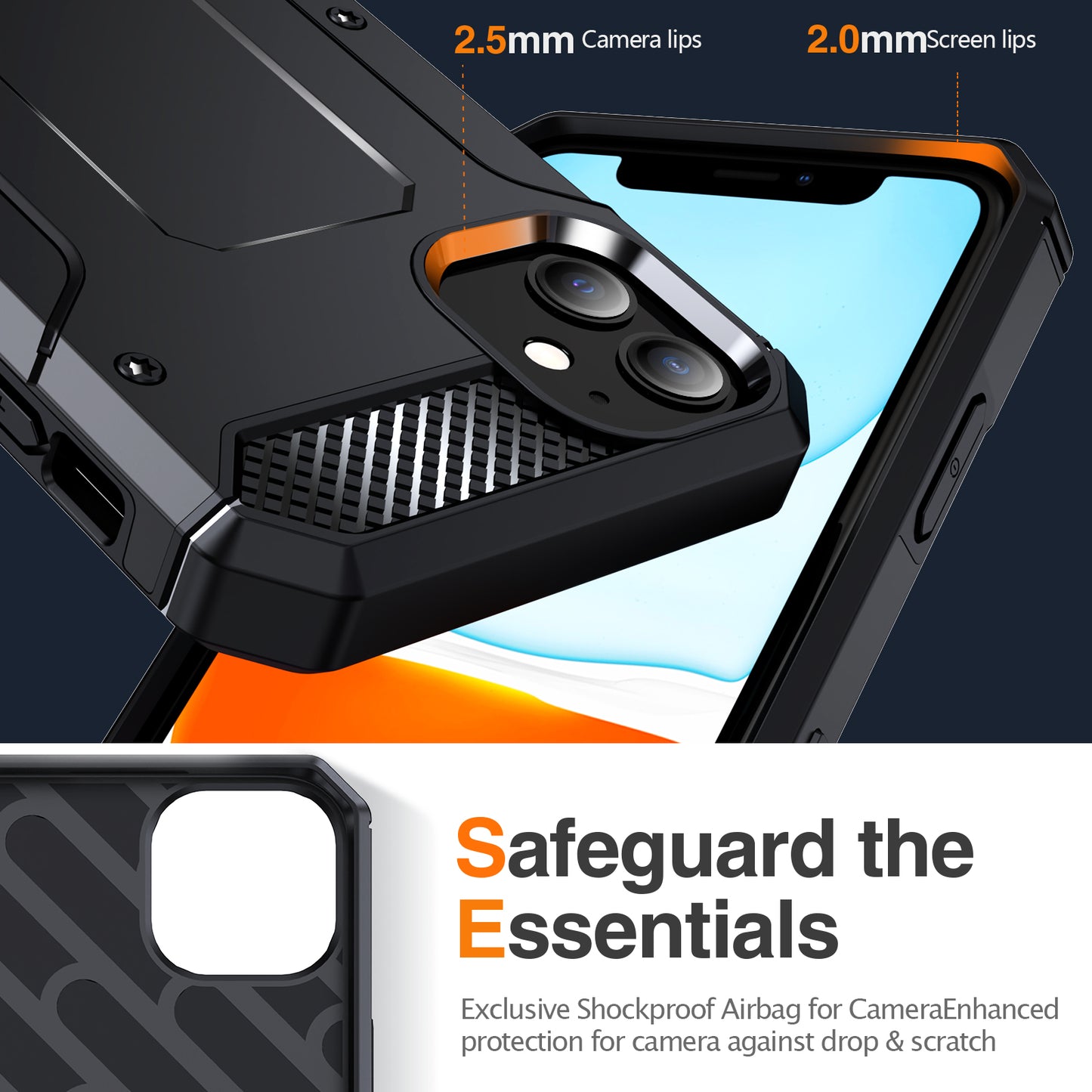 For iPhone 11 Flexible TPU + Hard PC Cover Kickstand Rugged Protective Phone Case