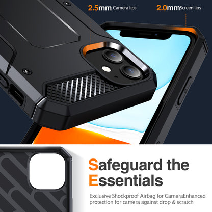 For iPhone 11 Flexible TPU + Hard PC Cover Kickstand Rugged Protective Phone Case