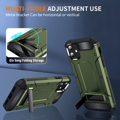 For iPhone 11 Flexible TPU + Hard PC Cover Kickstand Rugged Protective Phone Case